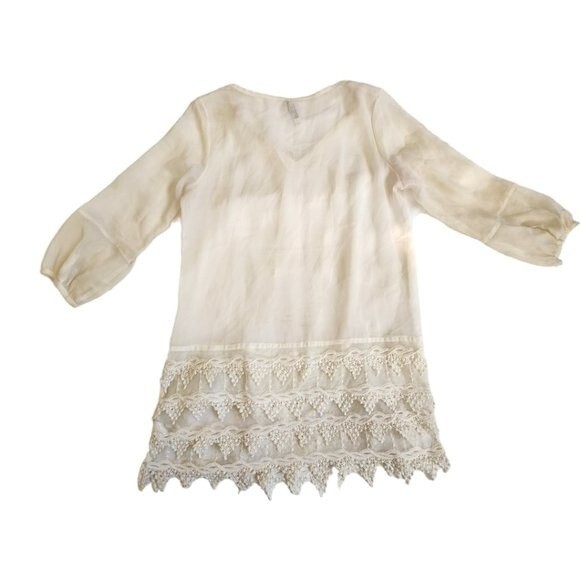 Mario Rerio Off-white Sheer Tunic Top Size Small - Picture 2 of 12